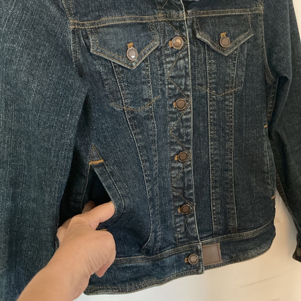 5/$15 Jockey Denim Jacket cotton spandex cool faux leather accents size XS - Picture 4 of 10